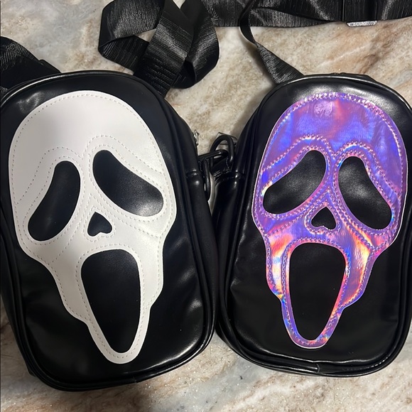 Source Unknown Handbags - Black Crossbody Bags with Ghost Face Design